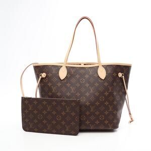Louis Vuitton Neverfull Monogram Tote Bag Canvas Leather Brown